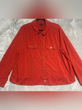 J Jill Stretch Wearever Button Up Top Women’s 2X Burnt Orange Travel